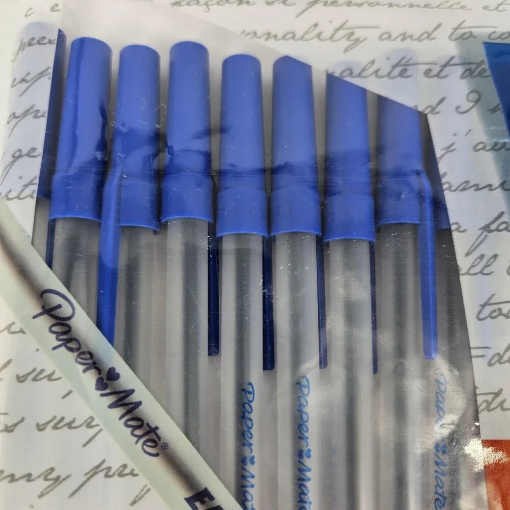Paper Mate Eagle Ball Point Pens Blue Ink Stick 1.2mm Medium 12 Ct Capped Lot 4 - Picture 6 of 9
